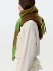 Oversized Forest Green & Brown Block Scarf - TEVQA