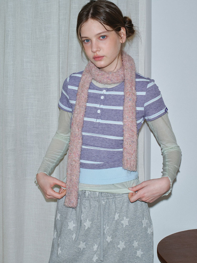 Y2K Coquette Confetti Knit Skinny Scarf