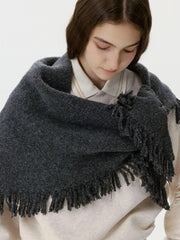 Soft Wool Blend Triangle Scarf - View 9 | TEVQA