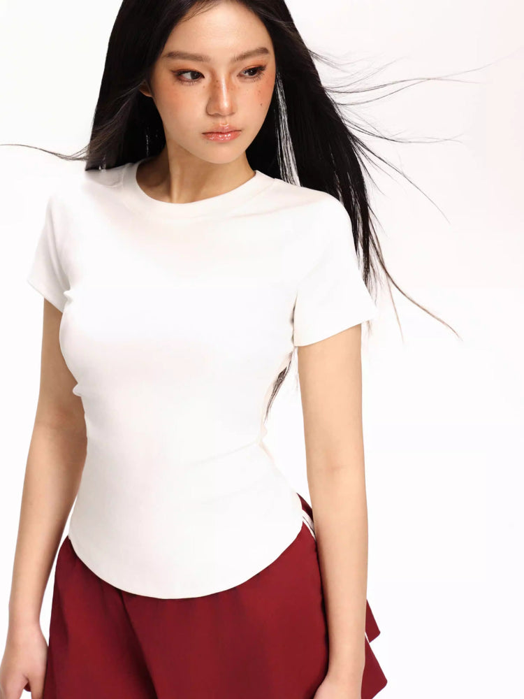 Women's Ruched Waist Slim Fit Knit Top