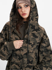 Y2K Vintage Aesthetic Camo Zip-Up Hoodie