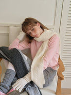 Wool Blend Textured Knit Scarf