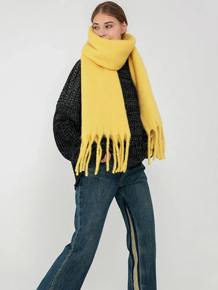 Oversized Faux Mohair Winter Scarf - TEVQA