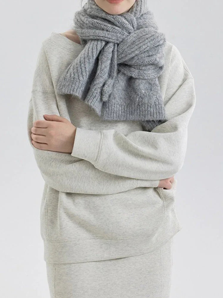 Vintage Rose Cable Knit Scarf - TEVQA