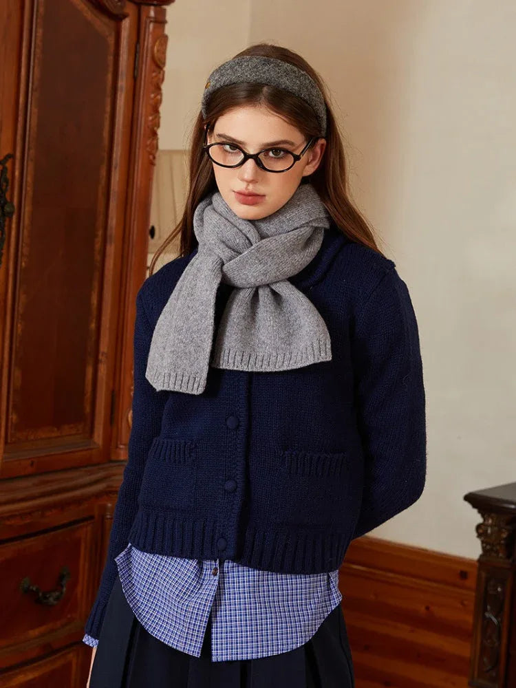 Premium 100% Australian Wool Solid Knit Scarf - View 8 | TEVQA