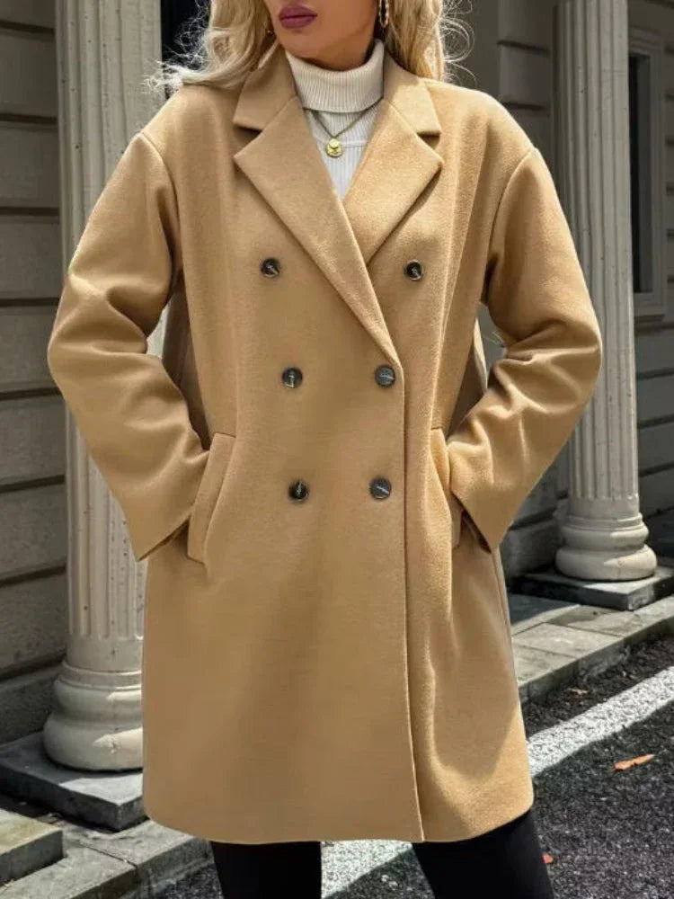 The Clara Classic Double-Breasted Coat - TEVQA