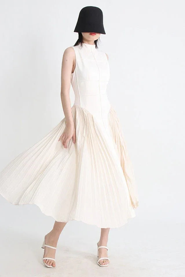 Amira Highend Sleeveless Pleated Dress - TEVQA Main image