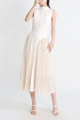 Amira Highend Sleeveless Pleated Dress - Tevqa