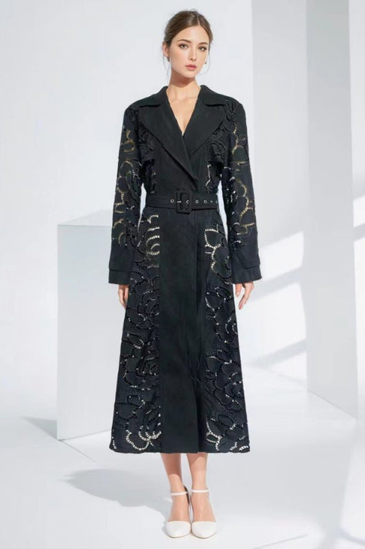 Arthur Embroidered Trench Coat - Tevqa