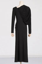 Asymmetric V-Neck Pleated Maxi Dress - View 6 | TEVQA