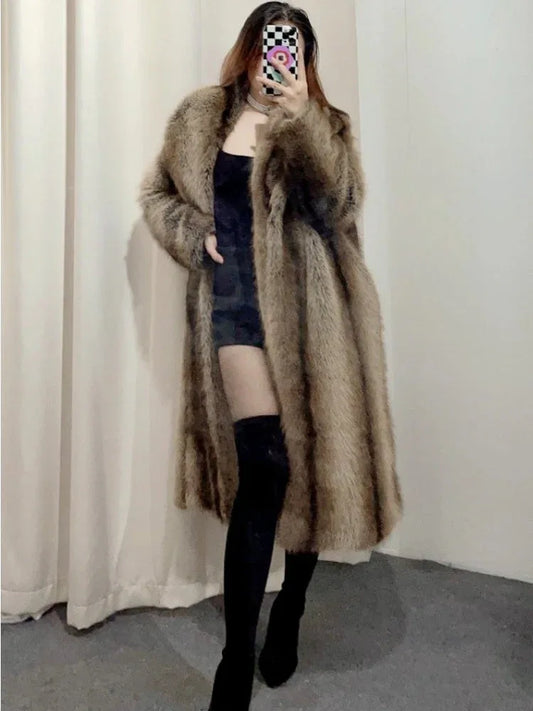 Ultra-Luxe Long Faux Fox Fur Coat - TEVQA
