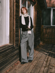 Wool Blend Cable Knit Skinny Scarf