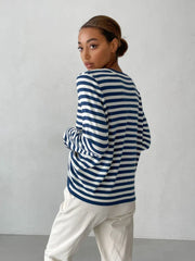 Classic Breton Striped Crew Neck Sweater - TEVQA