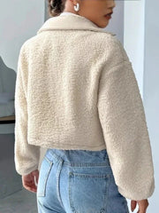 The Aspen Cropped Faux Sherpa Jacket - TEVQA