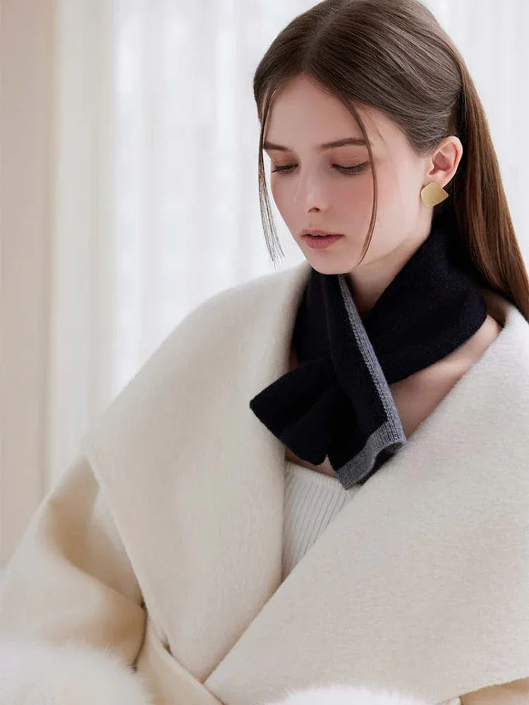 Two-tone knit cross scarf - View 16 | TEVQA