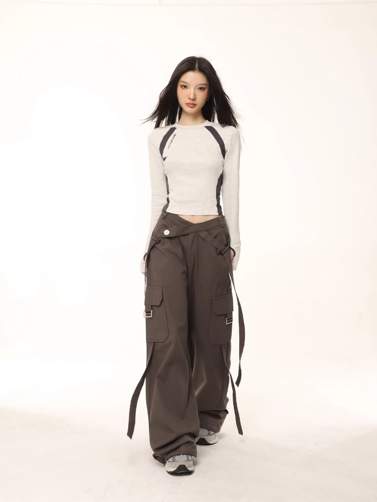 Women's Color Block Raglan Long Sleeve Top Slim Fit Sporty Tee