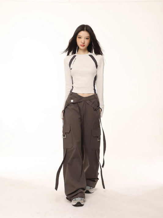 Women's Color Block Raglan Long Sleeve Top Slim Fit Sporty Tee