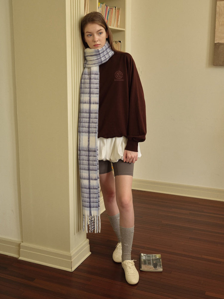 Brushed plaid wool blend scarf - View 6 | TEVQA