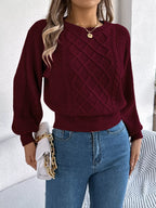 Orange Cable Knit Cinched Waist Sweater - View 11 | TEVQA