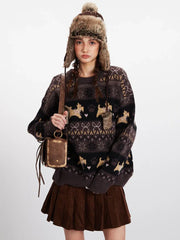 Vintage Scottie Dog Fair Isle Sweater - TEVQA