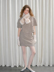 Faux Mink Fur Cross Scarf Tipped Plush Winter Collar