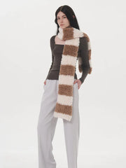 Candy Stripe Plush Faux Fur Scarf - View 7 | TEVQA