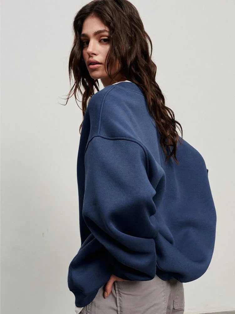 Ultimate Oversized Fleece Crew Neck Sweatshirt - TEVQA