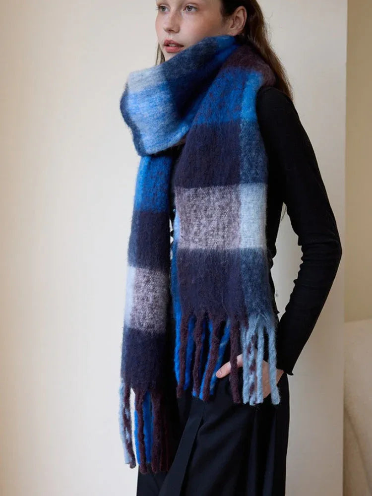 Extra Long Plaid Scarf - View 8 | TEVQA