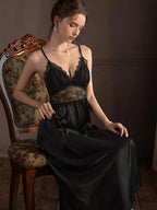 Lace Trim Satin Robe and Slip Set - View 17 | TEVQA