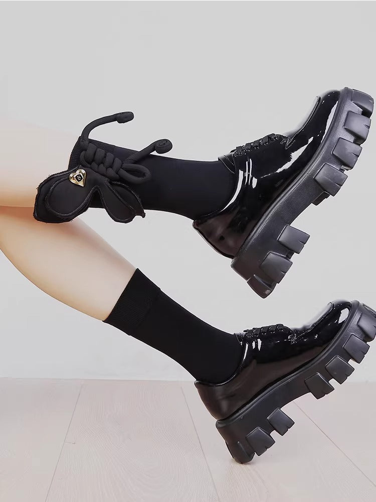 3D Rope Bow Black Socks Heart Charm Dark Academia Secondary image