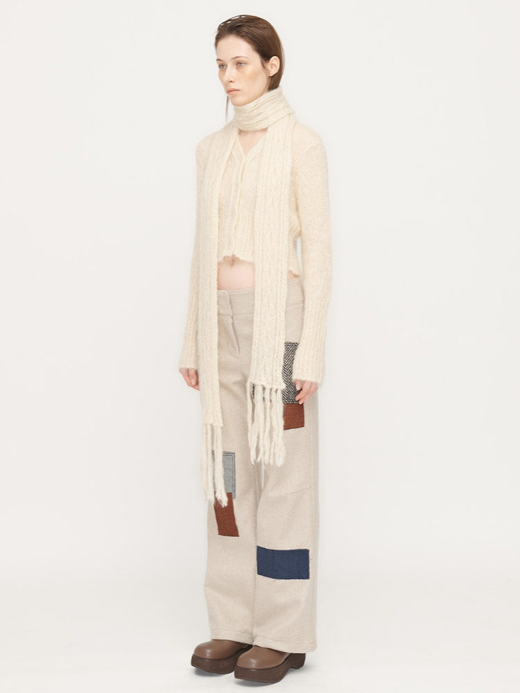 Vanilla Girl Cream Cable Knit Skinny Scarf