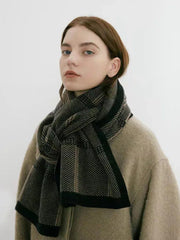 Vintage Houndstooth Plaid Scarf - TEVQA