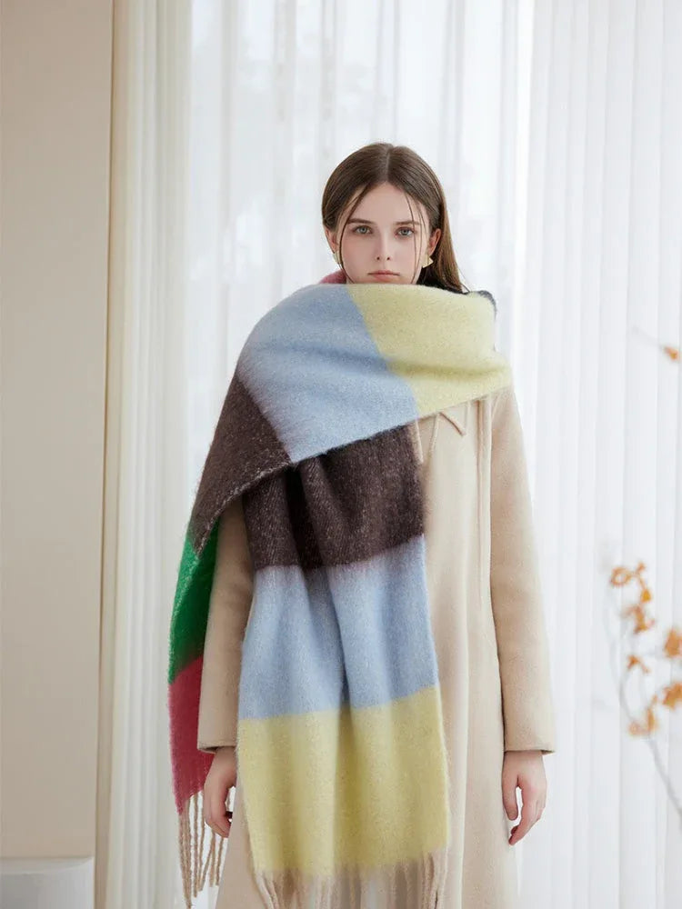 Oversized Striped Knit Scarf - View 14 | TEVQA