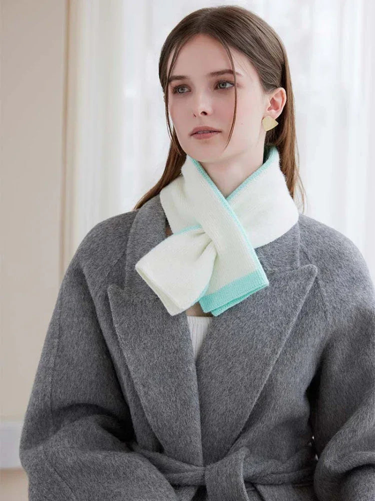 Two-tone knit cross scarf - View 9 | TEVQA