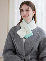 Two-tone knit cross scarf - View 9 | TEVQA
