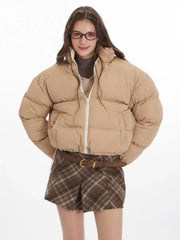 Reversible Camel Puffer & White Sherpa Jacket - TEVQA
