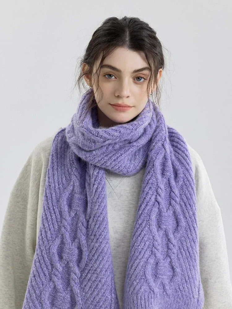 Vintage Rose Cable Knit Scarf - TEVQA