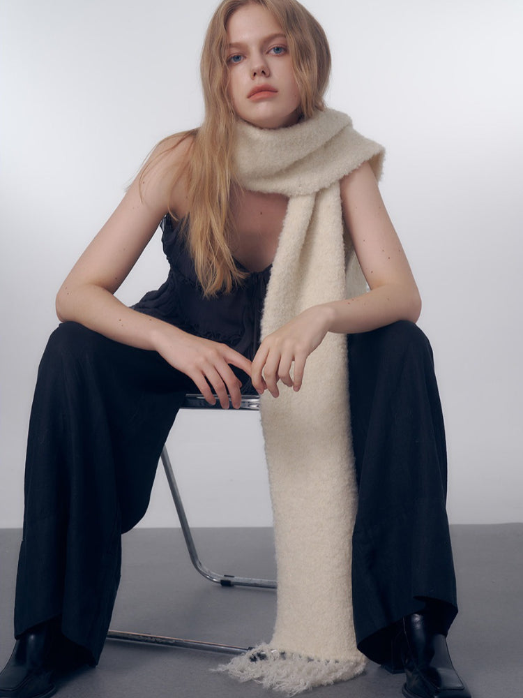 Korean Chic Bouclé Wool Blend Scarf