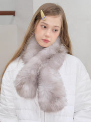 Plush Faux Fur Pull-Through Scarf Fog Grey
