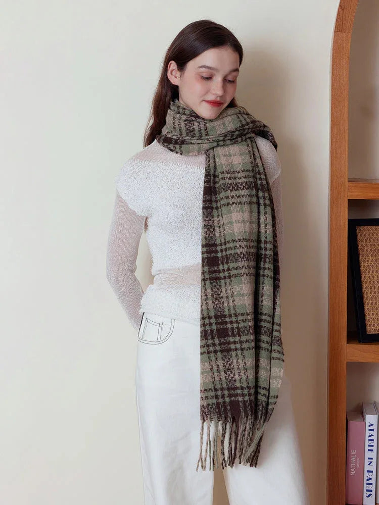 Vintage Academy Plaid Scarf - TEVQA