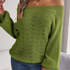 Off-Shoulder Knit Sweater - View 14 | TEVQA
