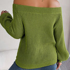 Off-Shoulder Knit Sweater - View 12 | TEVQA