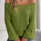 Off-Shoulder Knit Sweater - View 10 | TEVQA