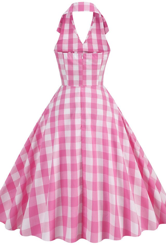 Barbie Movie Margot Pink Plaid Check Dress - Tevqa