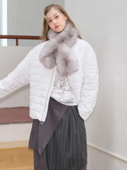 Plush Faux Fur Pull-Through Scarf Fog Grey
