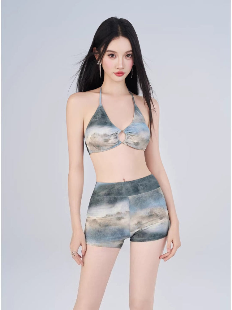 Tie-Dye 3-Piece Bikini Set Grey