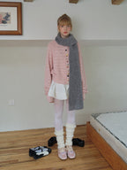 Soft Bouclé Wool Blend Knit Scarf