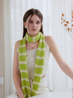 Long striped knit scarf with ruffle edge - View 11 | TEVQA