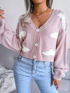 Daydream Sky Cloud Print Knit Cardigan - TEVQA