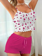 Floral Ribbed Cami & Shorts Set - View 24 | TEVQA